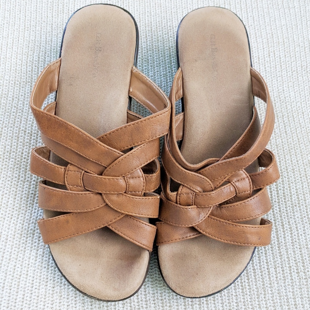 GH Bass & Co Brown Sandals Platform Slip- Heel 7.5